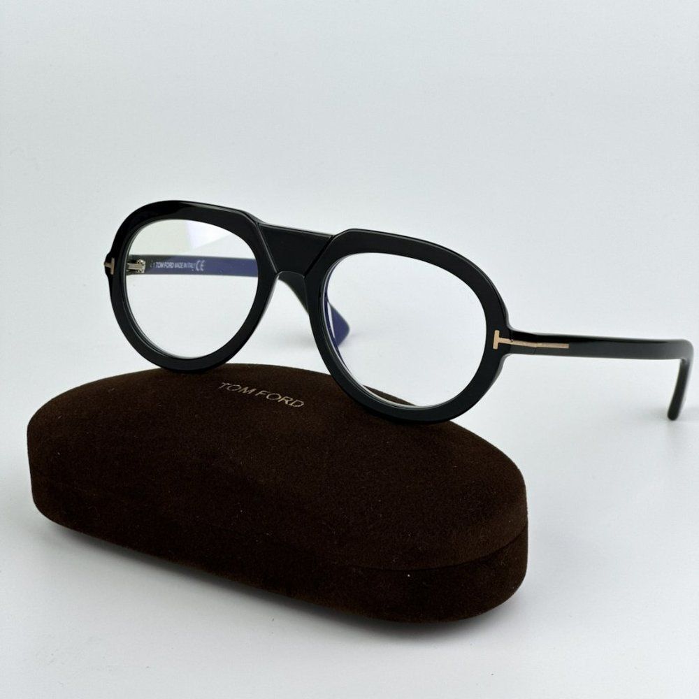 NEW Tom Ford FT5756-B  001 Black Pilot Unisex Eyeglasses